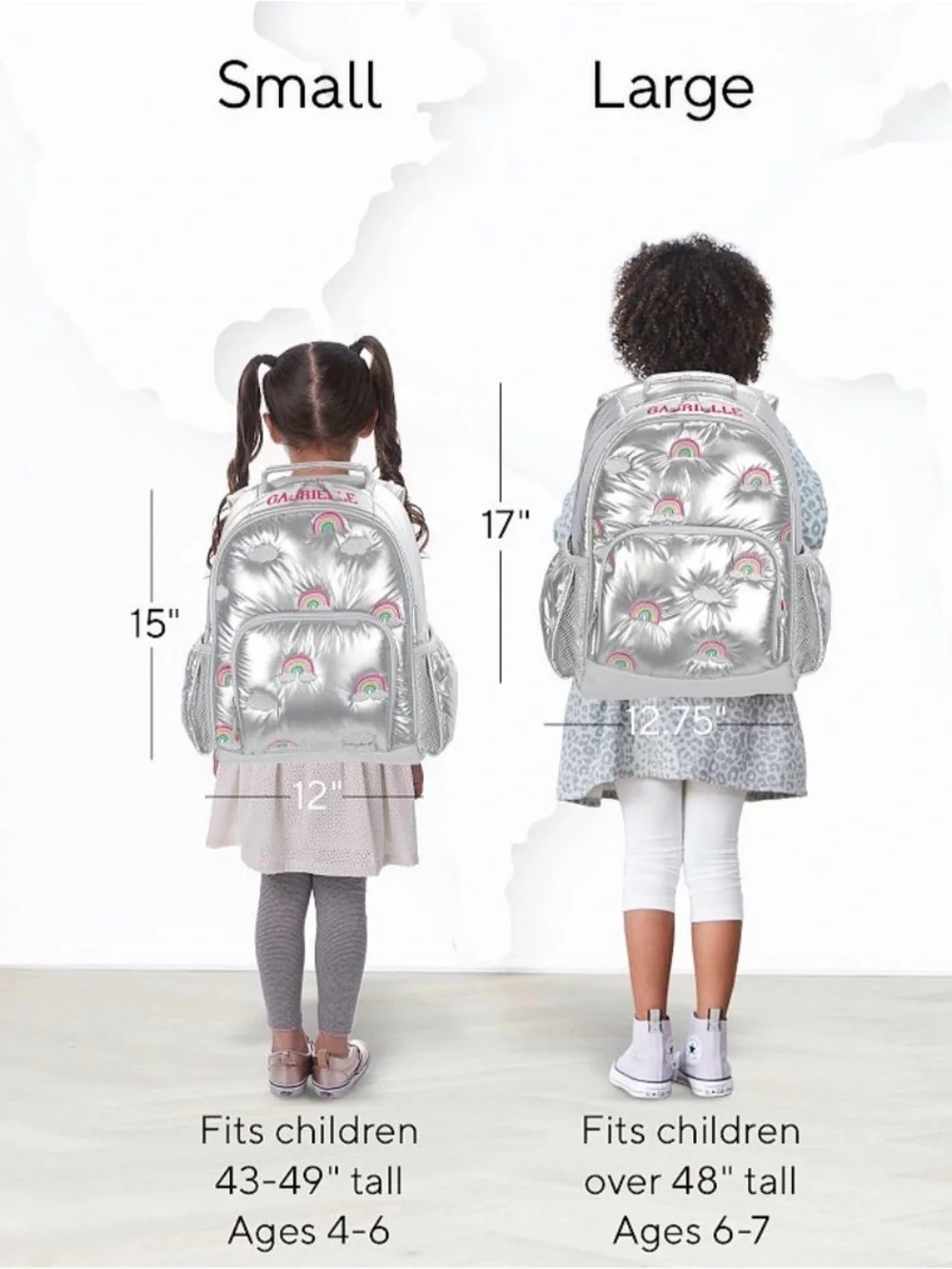 No customization - Pottery Barn Kids Silver Rainbow Embroidered Backpack